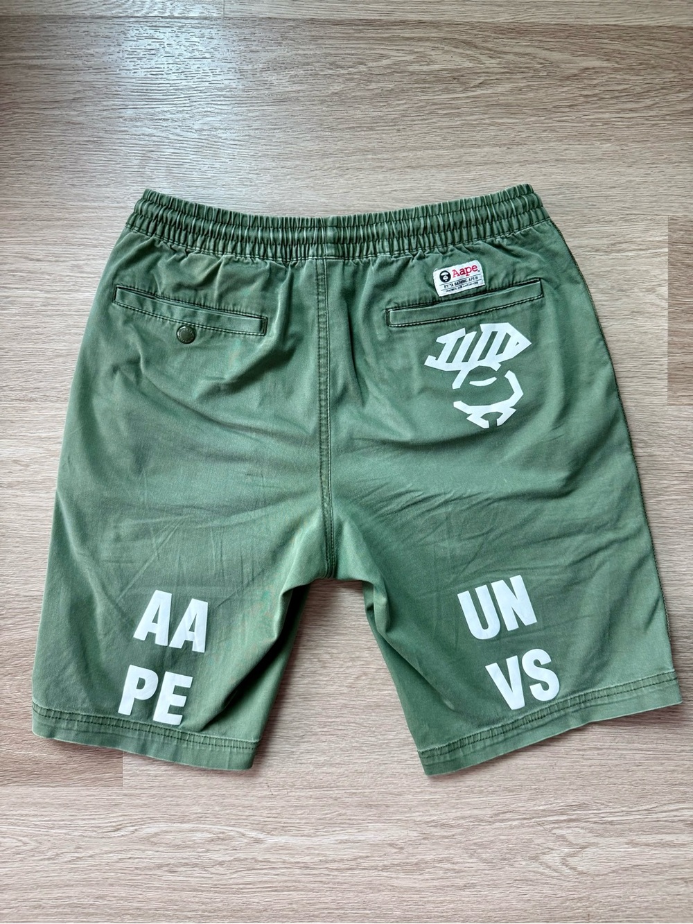 Aape By A Bathing Ape Solid Logo Sweat Shorts Olive Green Men’s Size S